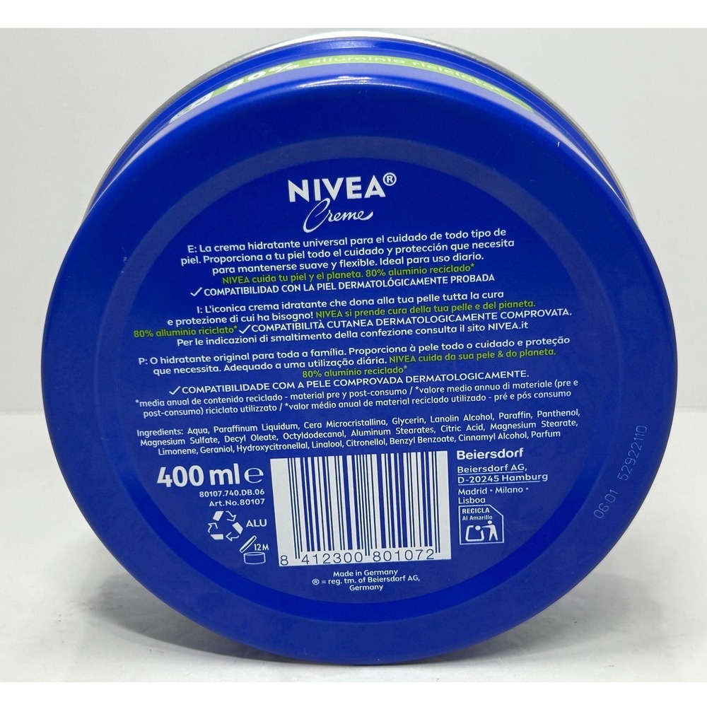 Nivea Creme Moisturizing Body Cream 400ml 13.5oz Blue Tin Made in Germany NEW - Picture 5 of 7